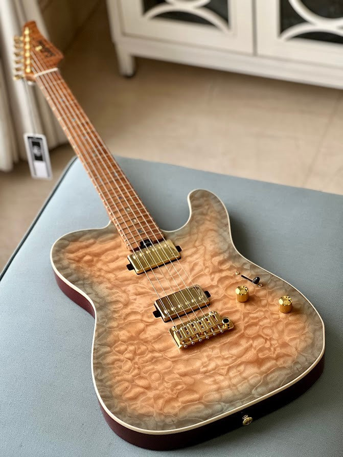 Soloking MT-1 Custom 22 FMN Elite with Roasted Flame Maple Neck in Feather Burst