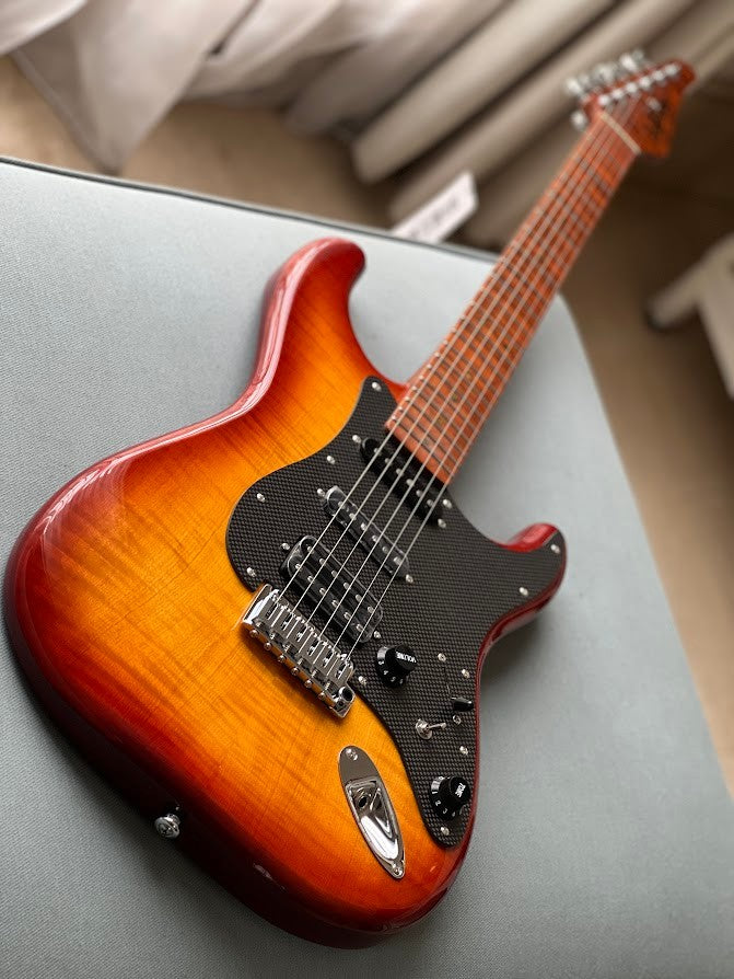 Soloking MS-1 FM Artisan Elite with Roasted Flame Neck in Honeyburst Gloss