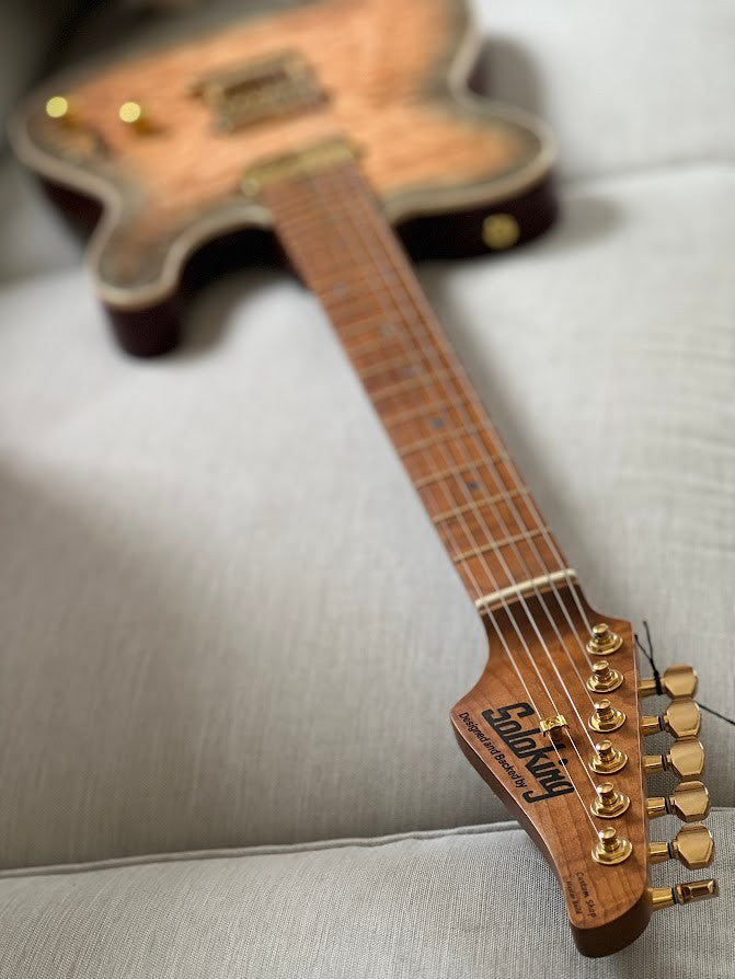 Soloking MT-1 Custom 22 FMN Elite with Roasted Flame Maple Neck in Feather Burst