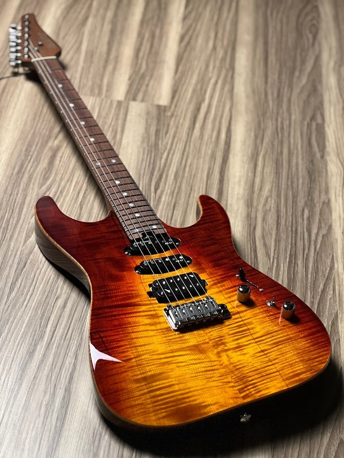 Soloking MS-1 Custom 24 HSS Flat Top in Fire Wakesurf with Rosewood FB Jescar