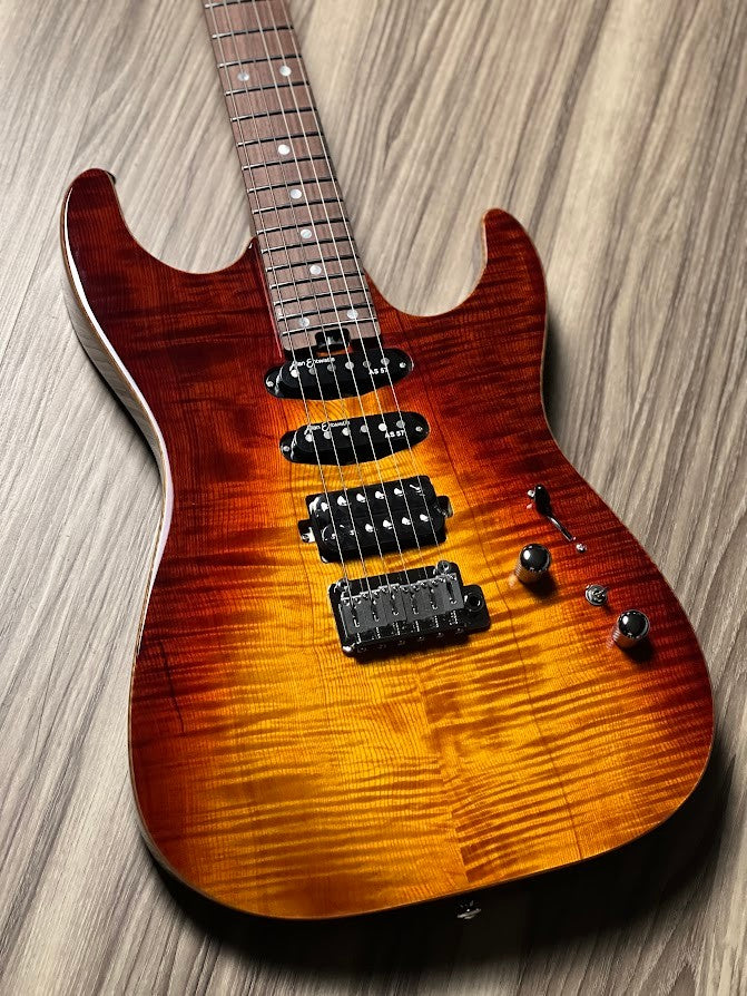 Soloking MS-1 Custom 24 HSS Flat Top in Fire Wakesurf with Rosewood FB Jescar