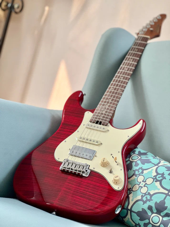 Soloking MS-11 Classic MKII in Transparent Red with Rosewood FB and 5A Flame Top Nafiri Special Run