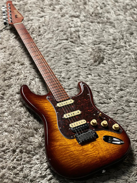 Soloking MS-1 FM Artisan with Roasted Flame Maple Neck in Bourbon Burst Nafiri Special Run