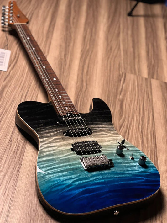 Soloking MT-1 Custom 22 HSS Quilt With Rosewood FB in Ocean Storm Double Wipeout JESCAR