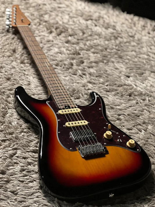 Soloking MS-11 Classic MKII with Rosewood FB in 3-Tone Sunburst with Turquoise Pickguard