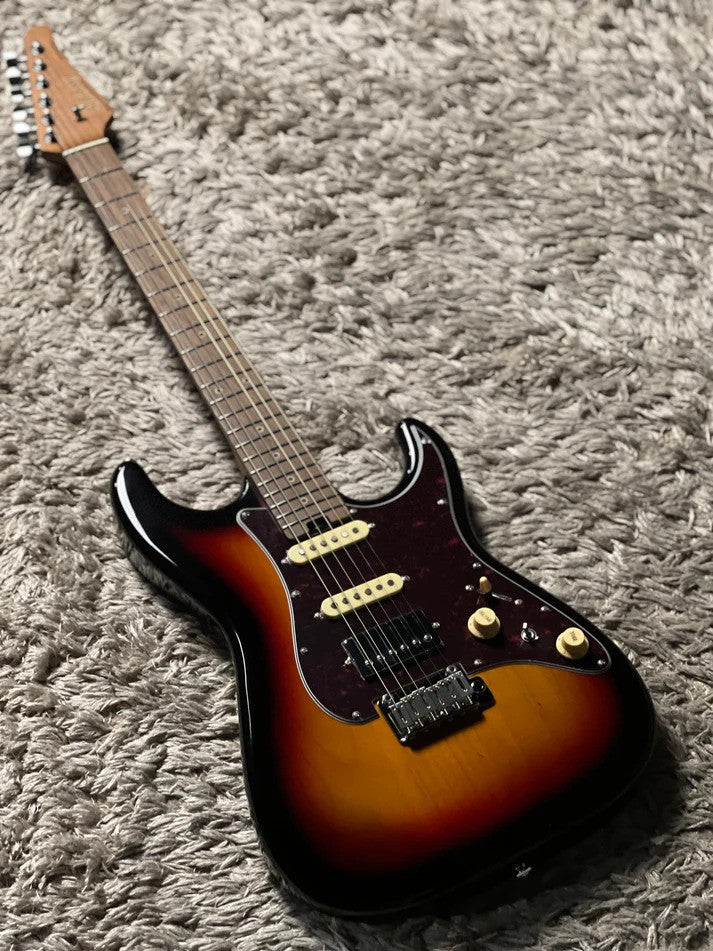 Soloking MS-11 Classic MKII with Rosewood FB in 3-Tone Sunburst with Turquoise Pickguard