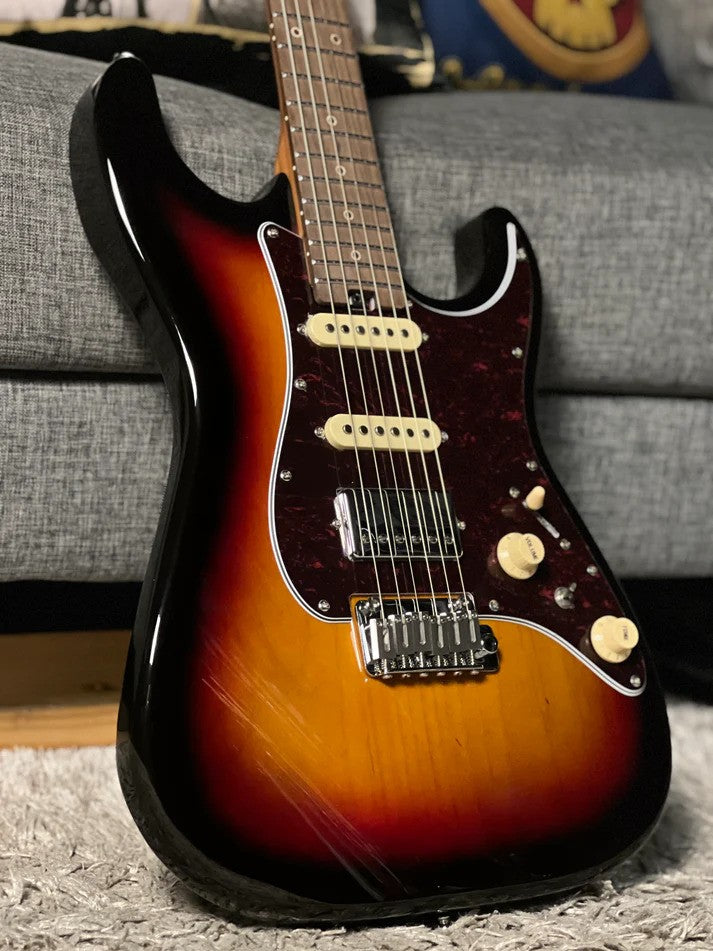 Soloking MS-11 Classic MKII with Rosewood FB in 3-Tone Sunburst with Turquoise Pickguard