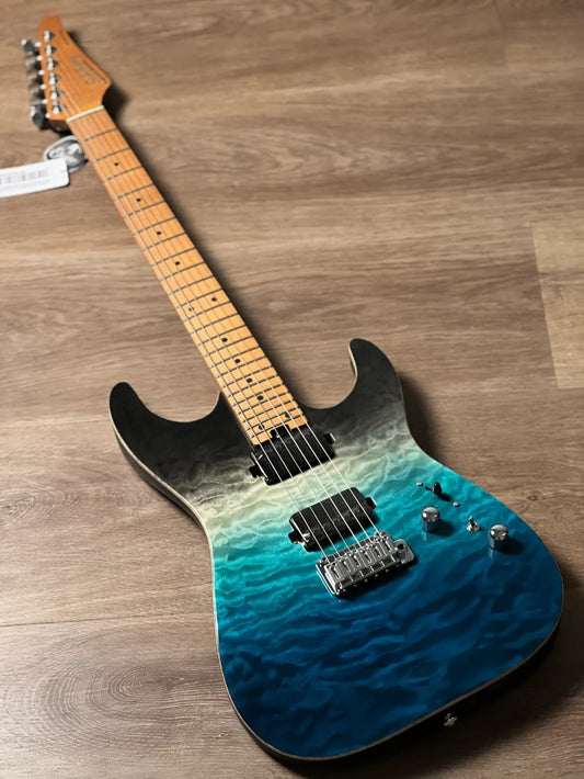 Soloking MS-1 Custom 24 HH Quilt with Roasted Maple FB in Ocean Storm Double Wipeout JESCAR