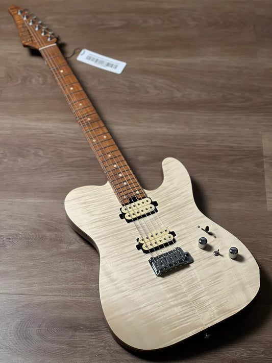 Soloking MT-1 FM Deluxe 24 HH FMN with Roasted Flame Maple Neck in Natural Satin