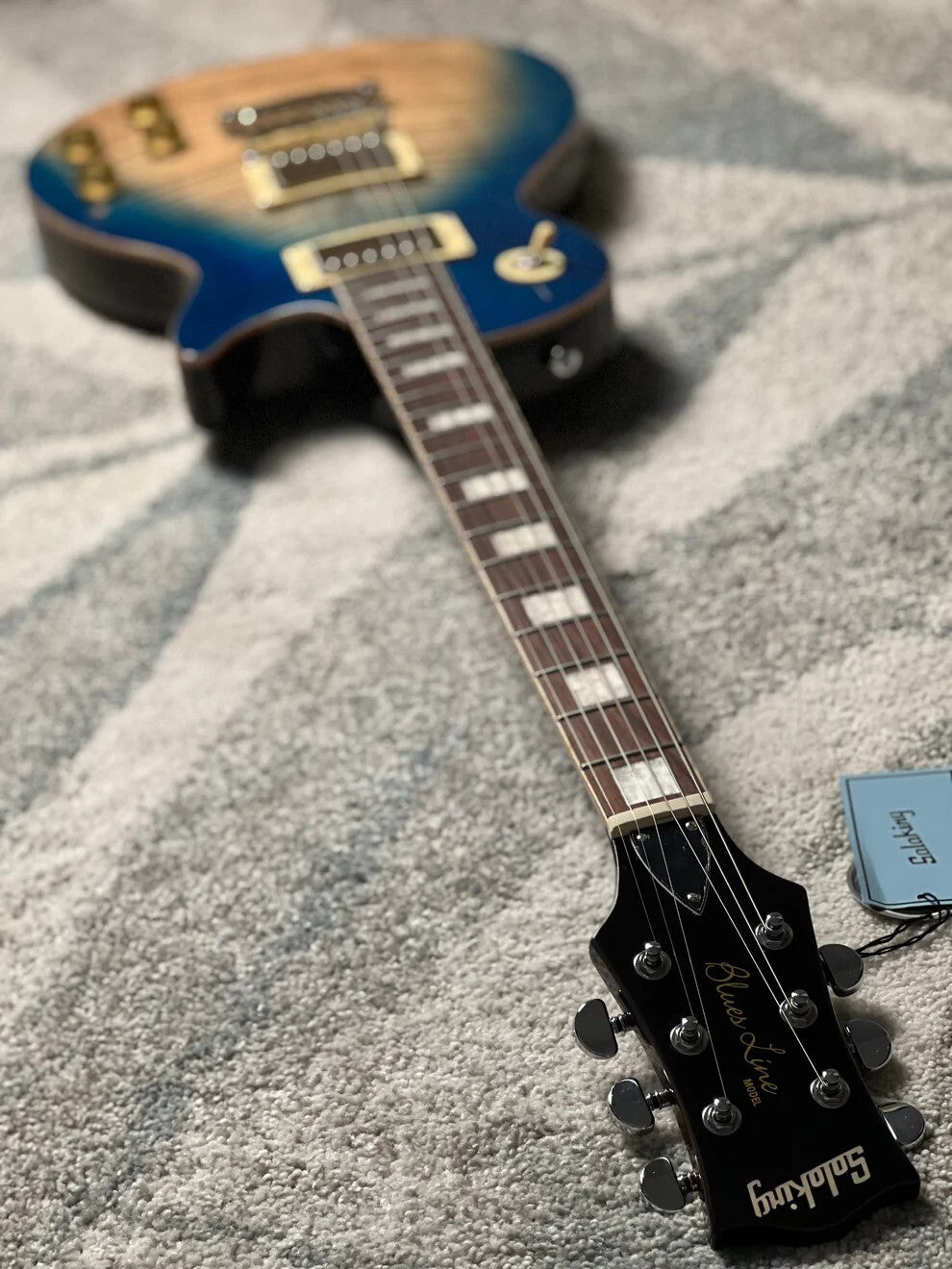 Soloking SLS50FM Deluxe with 5A Flame Top in Blue Wakesurf