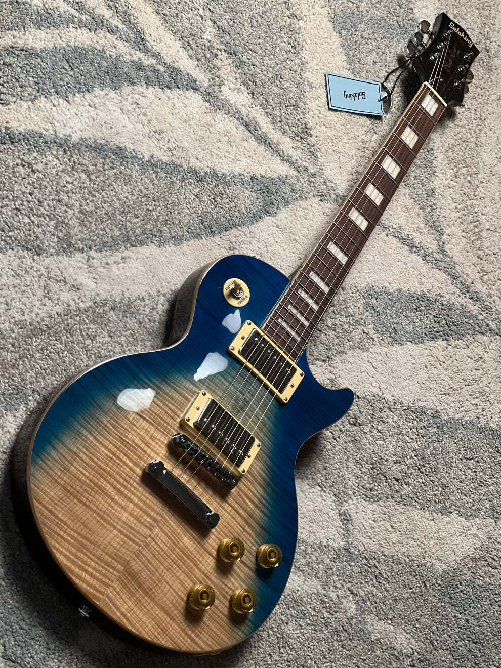 Soloking SLS50FM Deluxe with 5A Flame Top in Blue Wakesurf