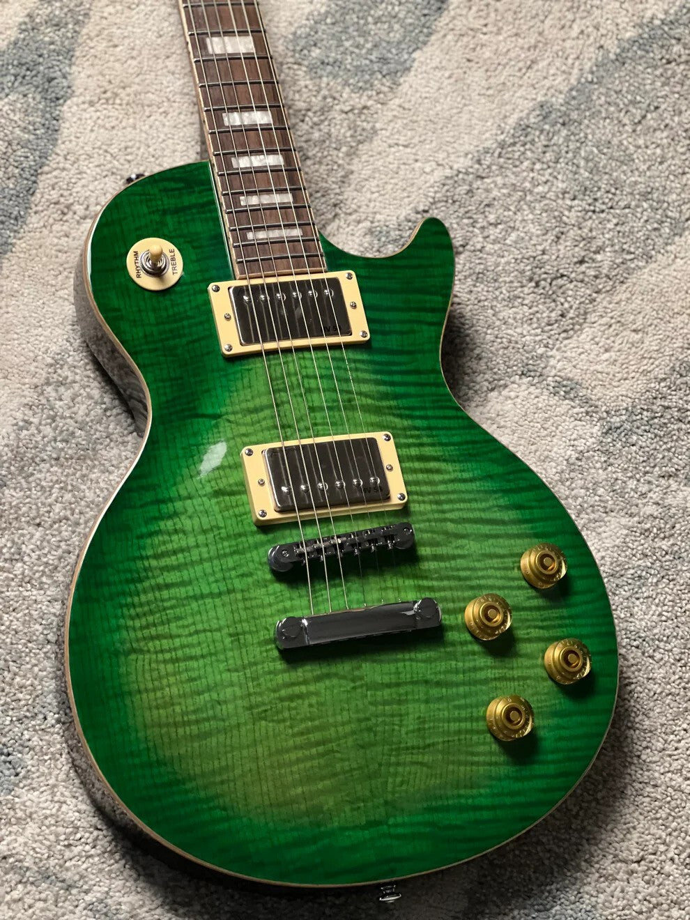Soloking SLS50FM Deluxe with 5A Flame Top in Green Burst