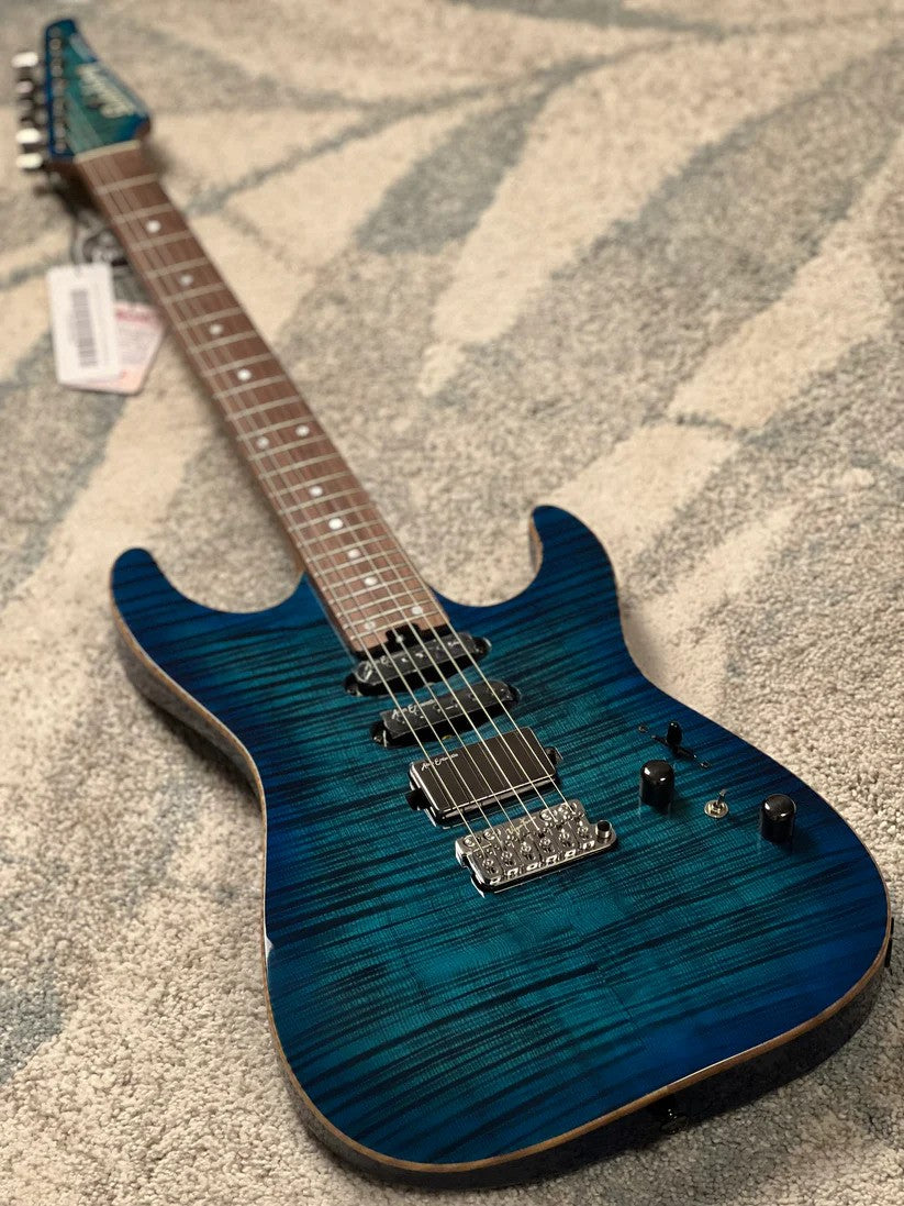 Soloking MS-1 Custom 24 HSS VT with Rosewood FB in Ultraviolet Blue Burst