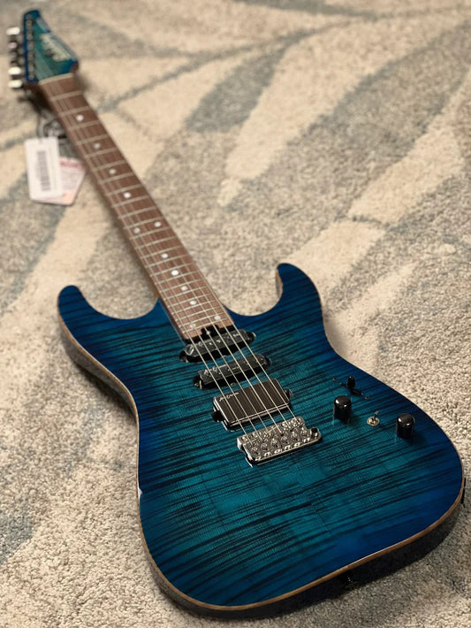 Soloking MS-1 Custom 24 HSS VT with Rosewood FB in Ultraviolet Blue Burst