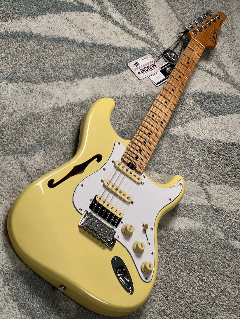 Soloking MS-1 FMN Thinline Artisan with Flame Maple Neck in Vintage White