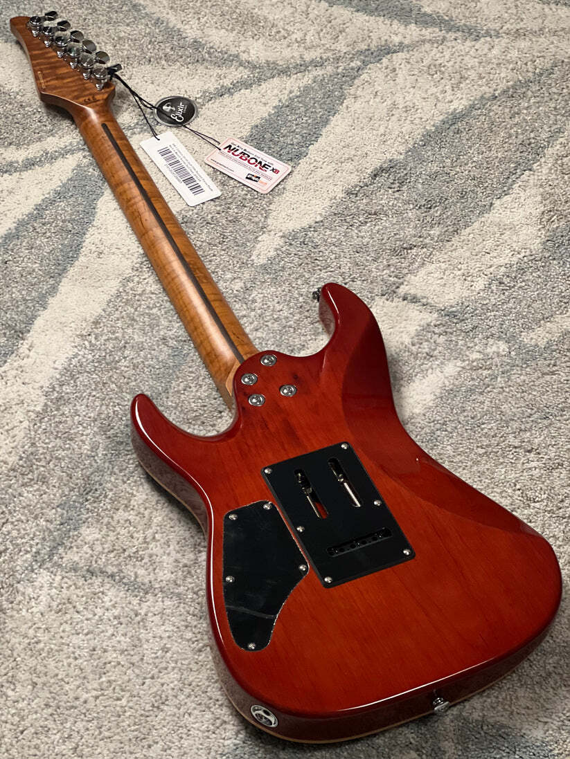 Soloking MS-1 Custom 24 HH Quilt Top FMN Roasted Flame Maple Neck in Beach Sunset Surf Fade JESCAR