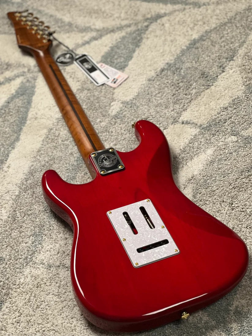 Soloking MS-1 FMN Artisan with Roasted Flame Neck in Transparent Red Limited Edition JESCAR