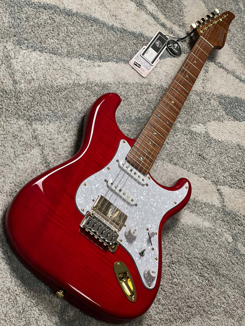 Soloking MS-1 FMN Artisan with Roasted Flame Neck in Transparent Red Limited Edition JESCAR