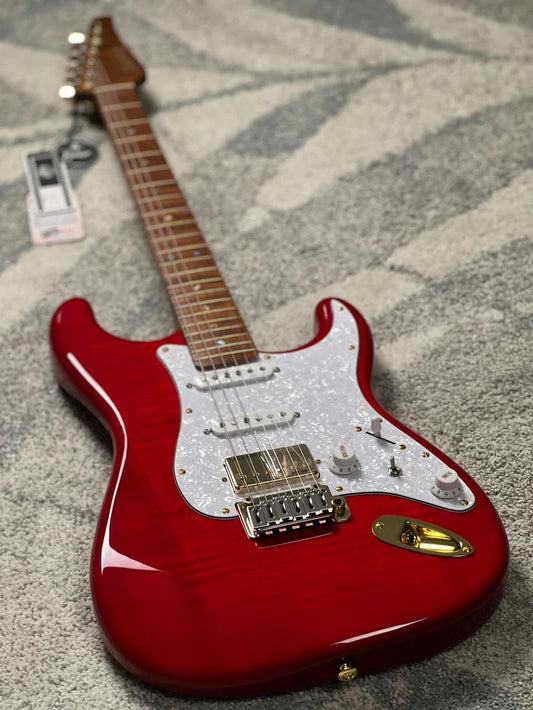 Soloking MS-1 FMN Artisan with Roasted Flame Neck in Transparent Red Limited Edition JESCAR