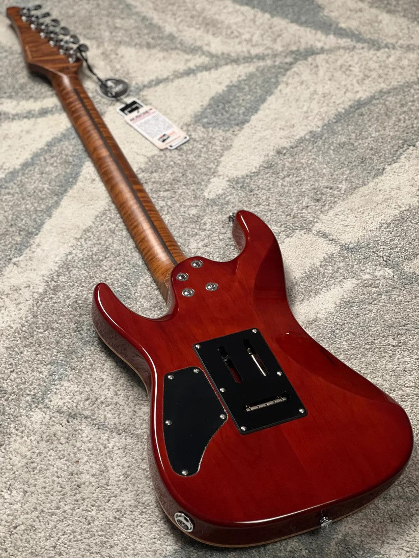 Soloking MS-1 Custom 24 HH Quilt Top FMN VT Roasted Flame Maple Neck in Beach Sunset Surf Fade JESCAR
