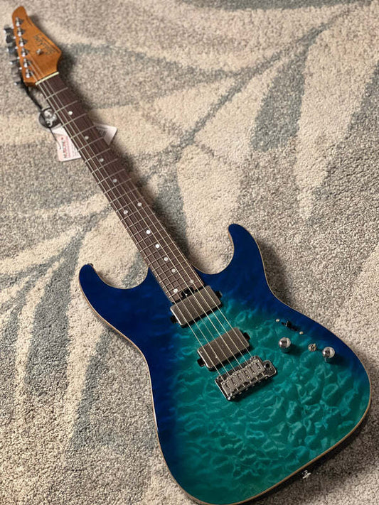 Soloking MS-1 Custom 24 HH Quilt with Rosewood FB in Blue Turquoise Wakesurf JESCAR