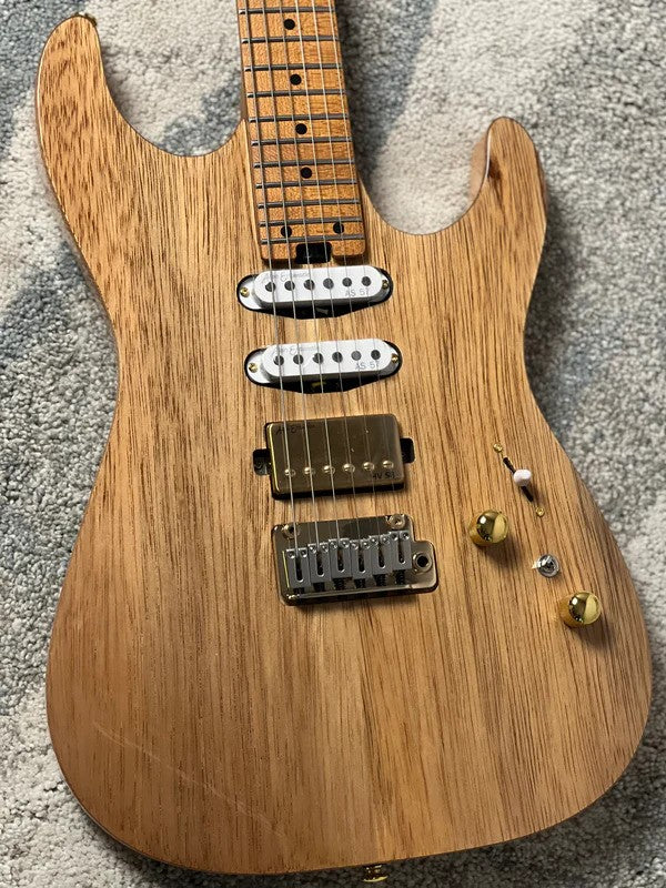 Soloking MS-1 Custom 24 HSS Boutique Black Limba/ASH with Roasted Maple FB in Natural Gloss