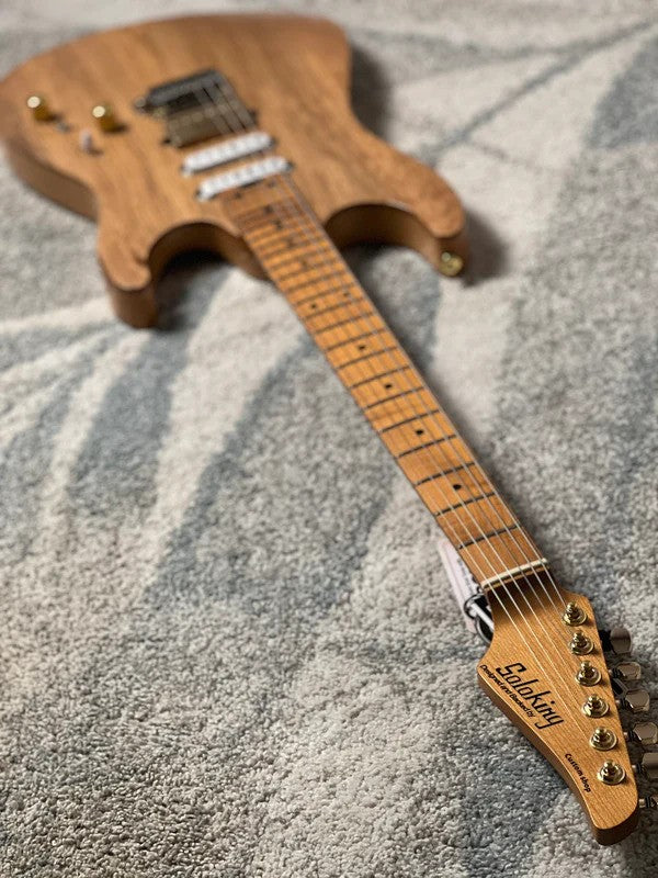Soloking MS-1 Custom 24 HSS Boutique Black Limba/ASH with Roasted Maple FB in Natural Gloss