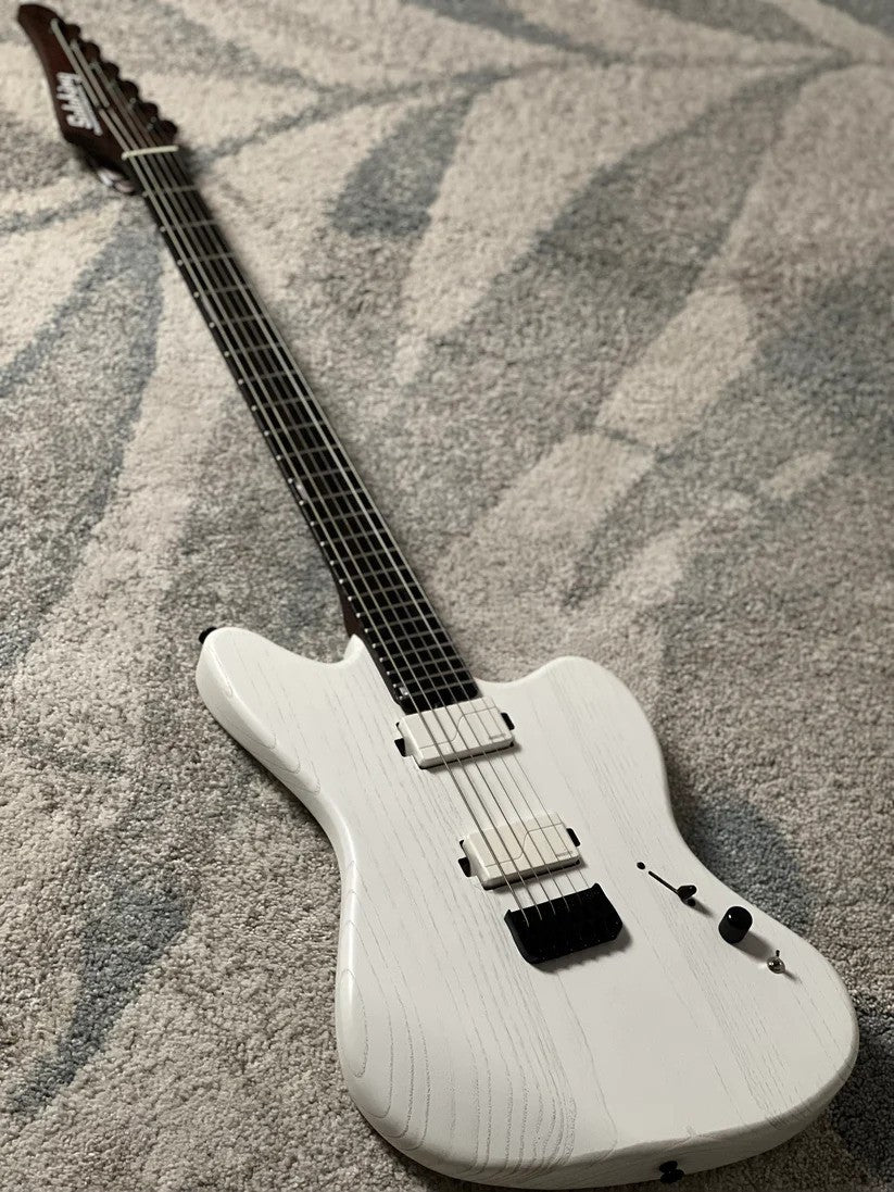 Soloking MJM-1 Custom Baritone HH with Fishman Fluence and Wenge Neck in Open Pore White