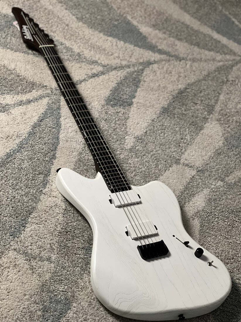 Soloking MJM-1 Custom Baritone HH with Wenge Neck in Open Pore White