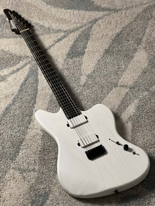 Soloking MJM-1 Custom Baritone HH with Wenge Neck in Open Pore White