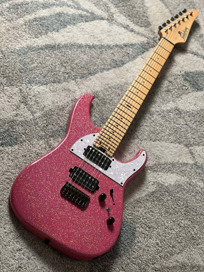 Soloking MS-7 in Pink Sparkle Mortis Tribute with Maple FB