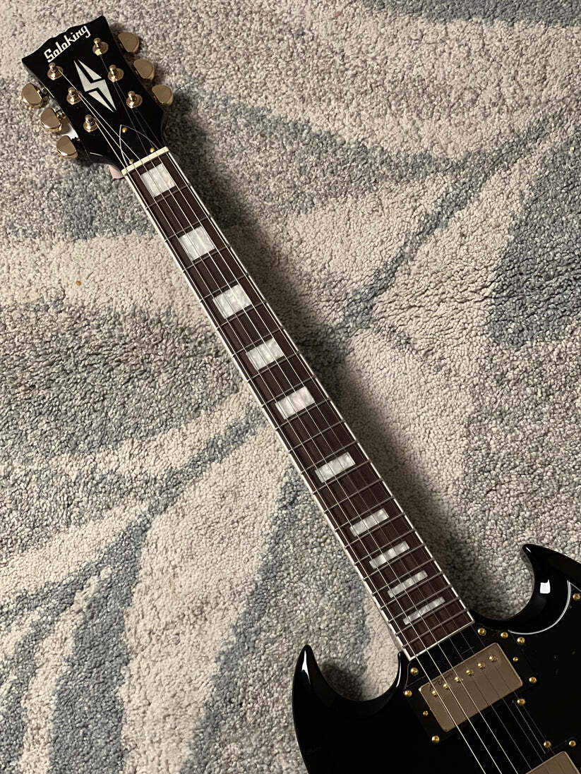 Soloking SG60 MKII in Ebony with Gold Hardware (Altered Headstock)