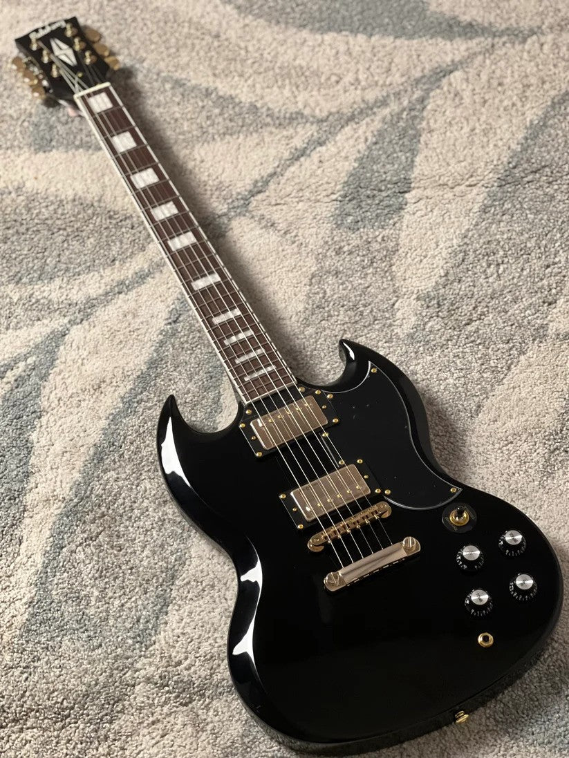 Soloking SG60 MKII in Ebony with Gold Hardware (Altered Headstock)