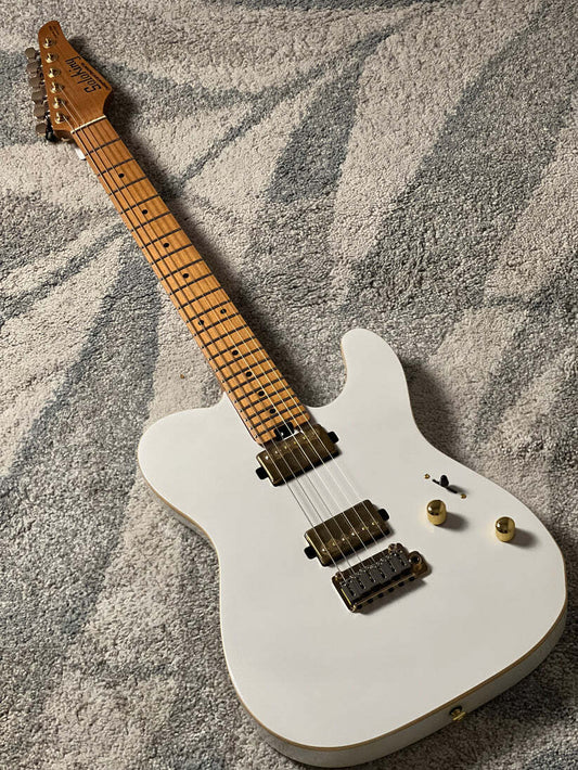 Soloking MT-1 Modern HH MKII in Pearl White Metallic with Roasted Maple FB and Gold Hardware
