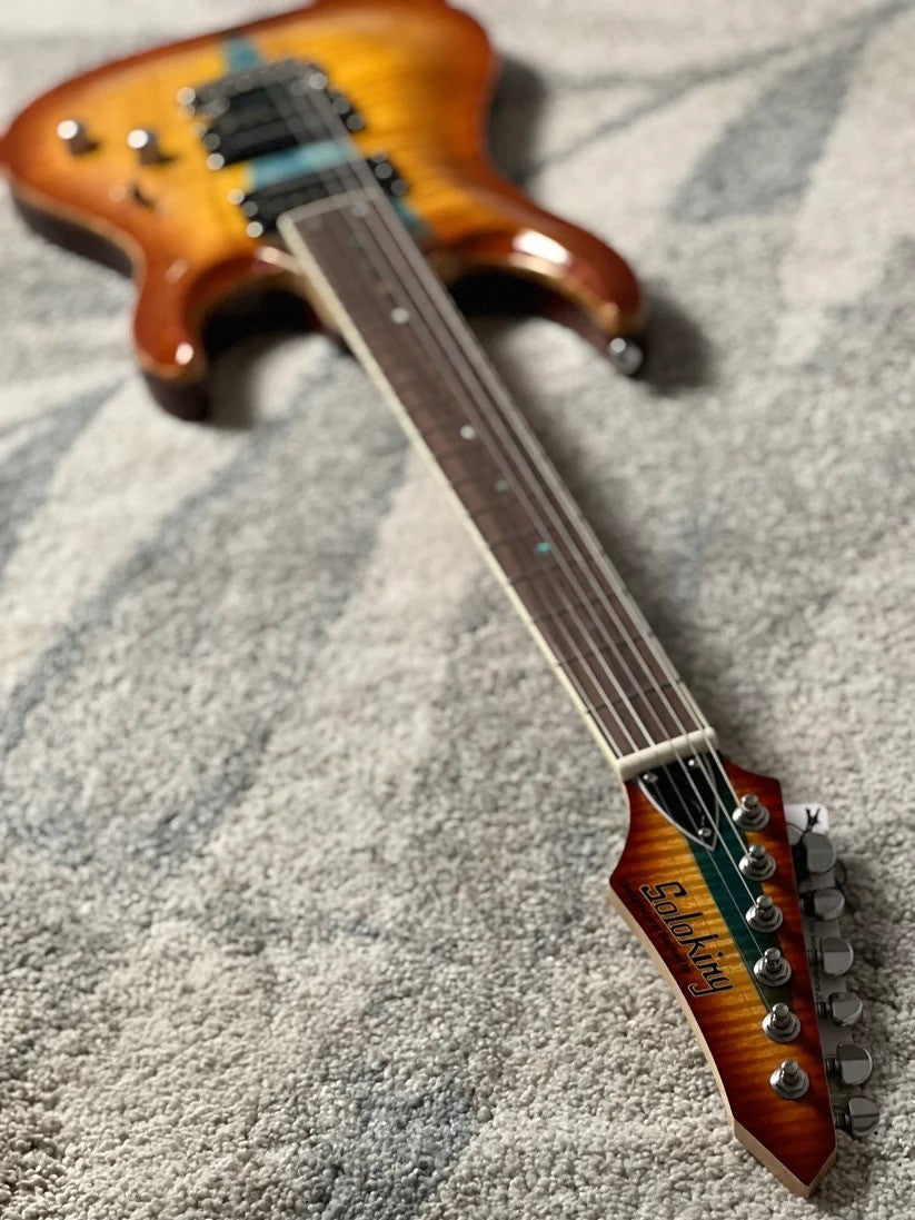 Soloking E-160 Custom Edge Series in Honeyburst with Blue Stripe Limited Edition