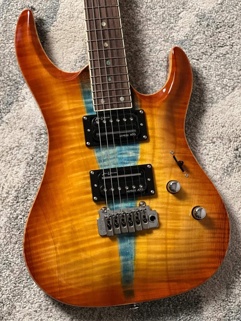 Soloking E-160 Custom Edge Series in Honeyburst with Blue Stripe Limited Edition