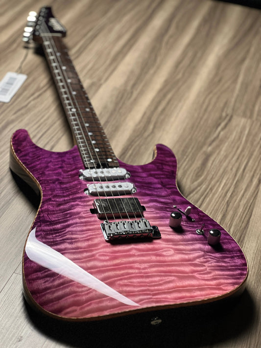 Soloking MS-1 Custom 24 HSS Quilt with Rosewood FB in Purple Wakesurf JESCAR