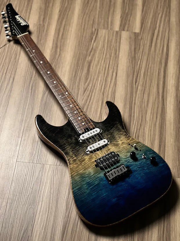 Soloking MS-1 Custom 22 HSS with Rosewood FB in Ocean Storm Double Wipeout JESCAR