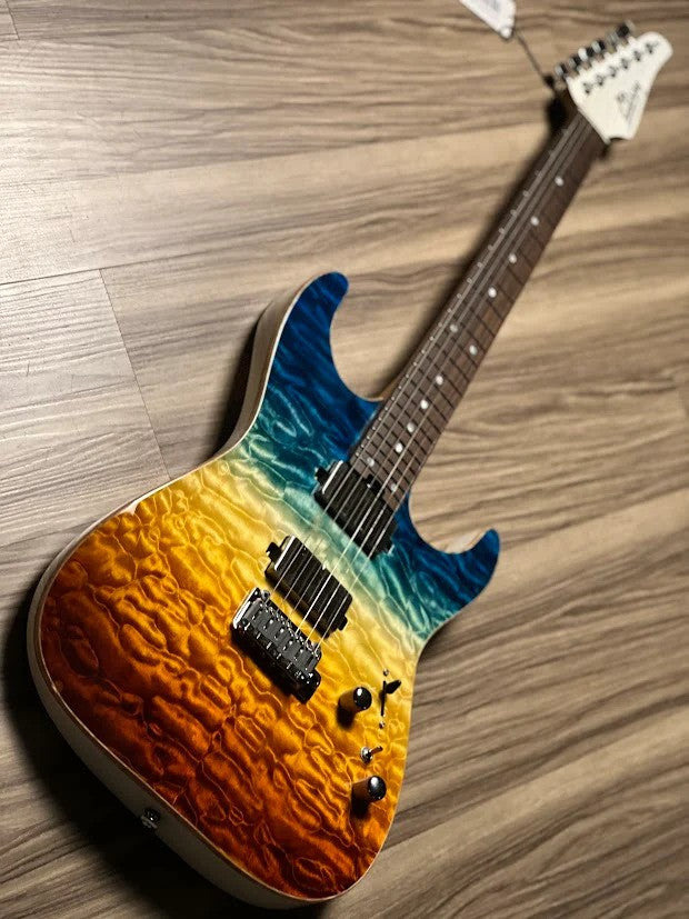 Soloking MS-1 Custom 24 HH Quilt with Rosewood FB in Beach Sunset Surf Fade JESCAR