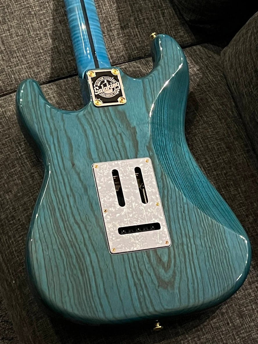 Soloking MS-1 FM Artisan with Blue Tinted Roasted Flame Maple Neck in Ocean Blue Nafiri Special Run