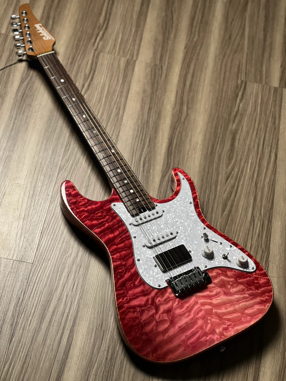 Soloking MS-1 Classic 22 HSS Quilt with Rosewood FB in Strawberry Wakesurf JESCAR