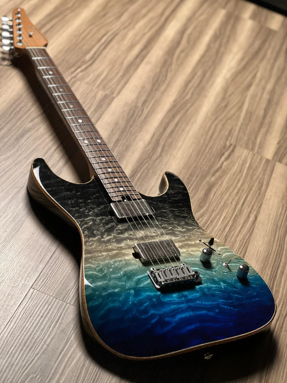 Soloking MS-1 Custom 22 HH Quilt with Rosewood FB in Ocean Storm Double Wipeout JESCAR