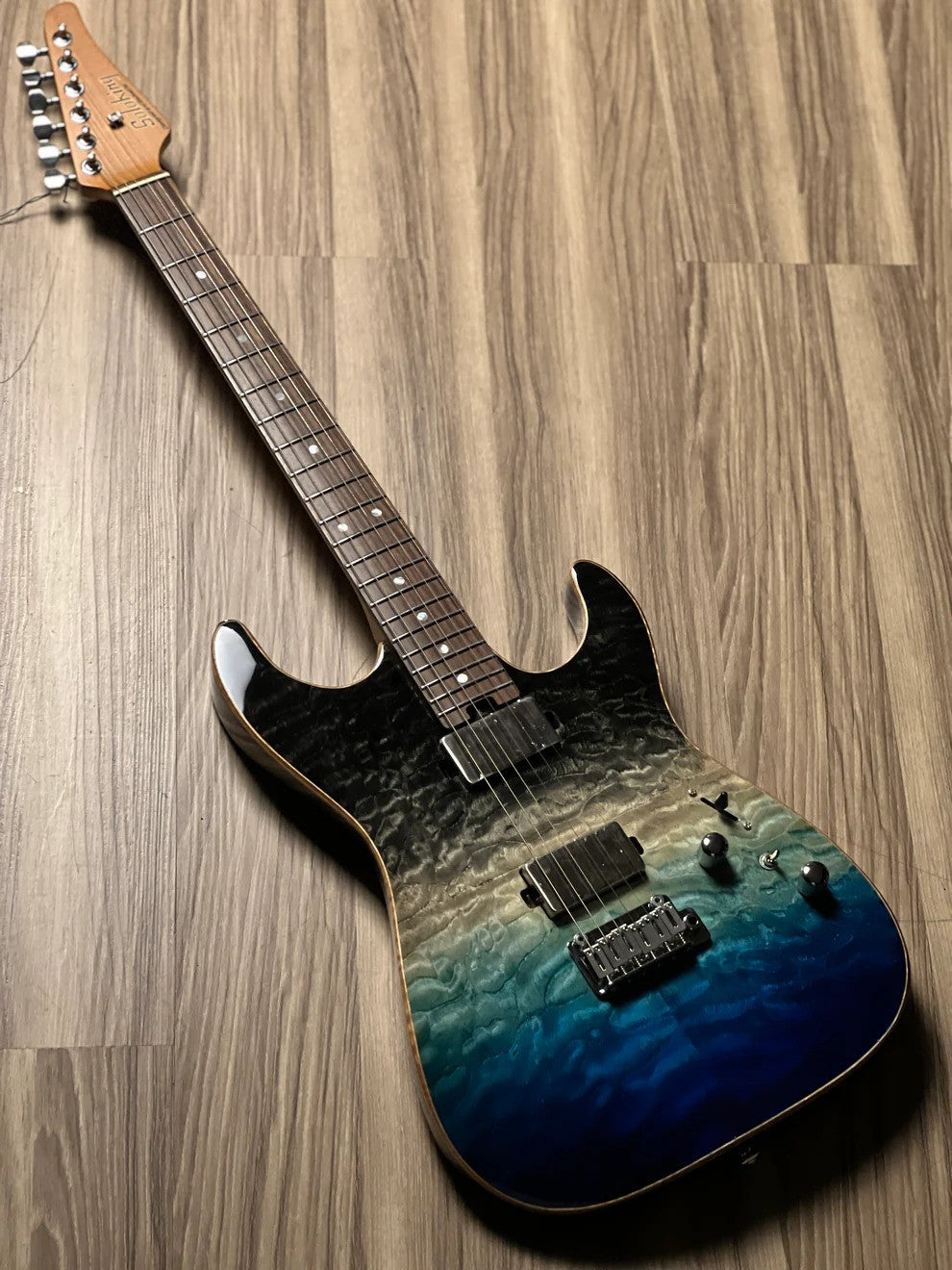 Soloking MS-1 Custom 22 HH Quilt with Rosewood FB in Ocean Storm Double Wipeout JESCAR