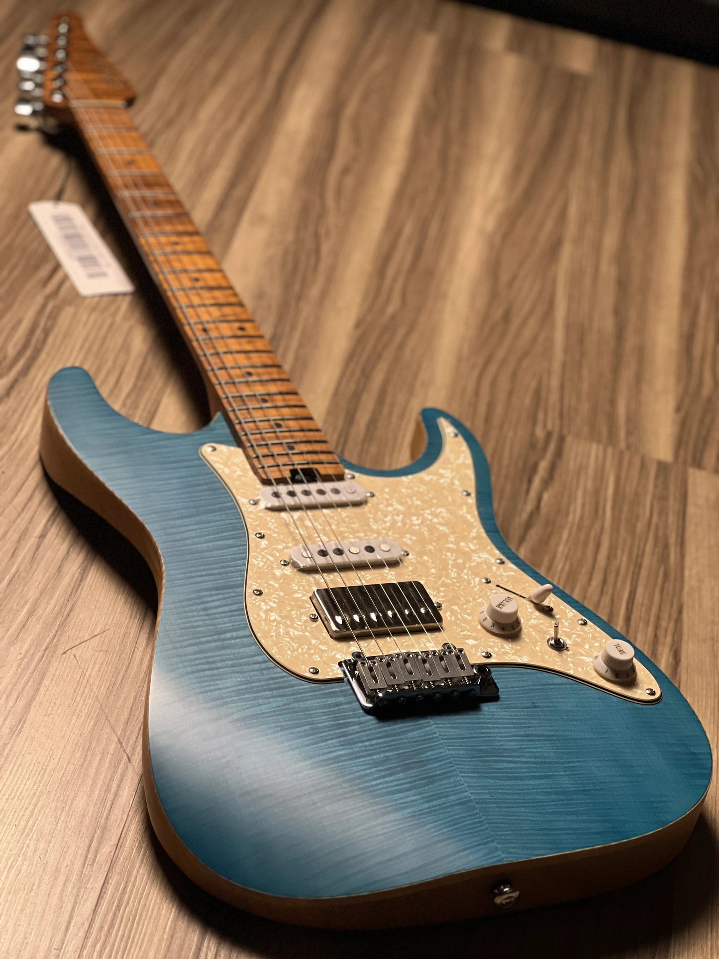 Soloking MS-1 Classic Flat Top FMN Roasted Flame Maple Neck in Jeans Pacific Blue