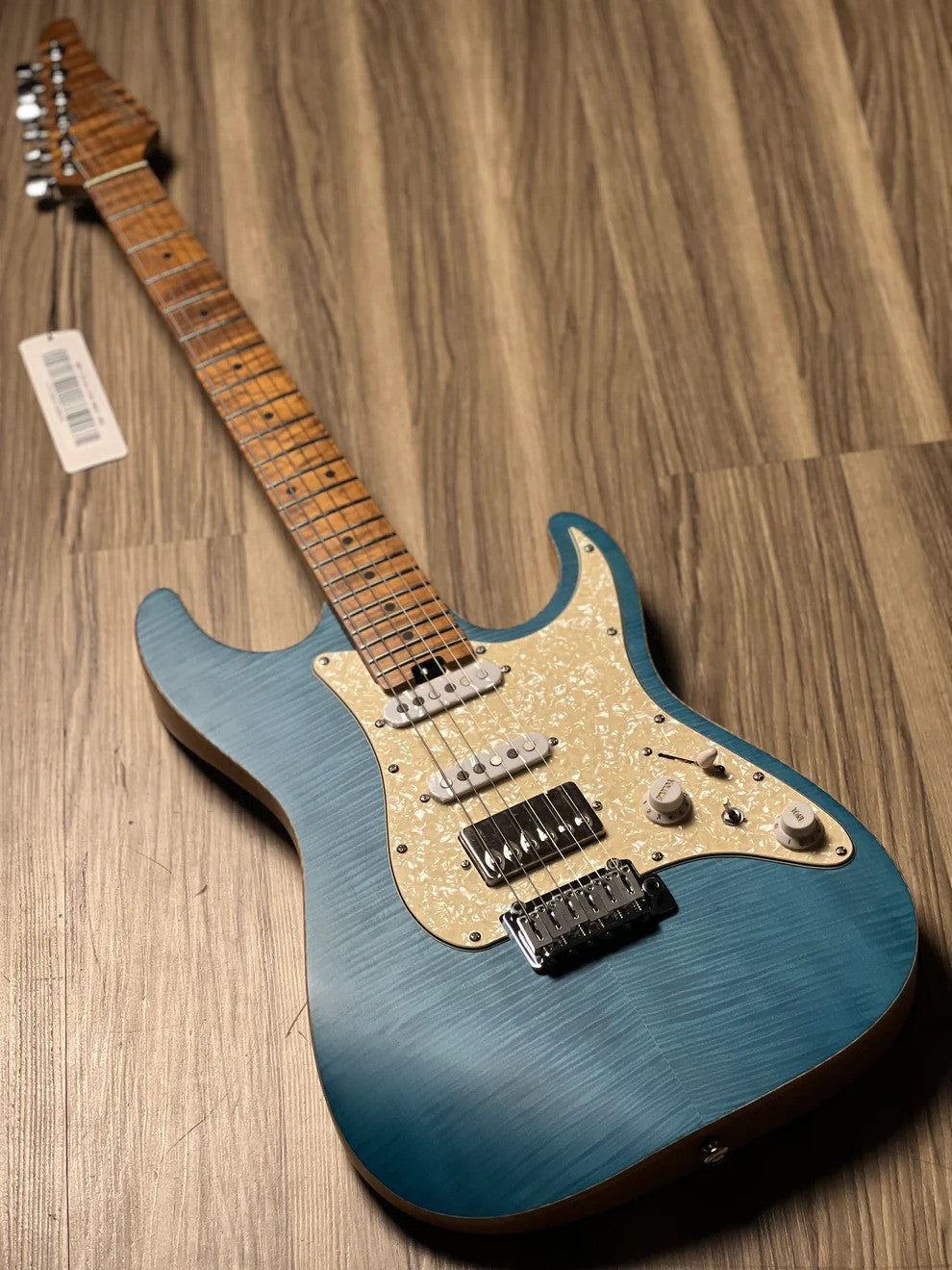 Soloking MS-1 Classic Flat Top FMN Roasted Flame Maple Neck in Jeans Pacific Blue
