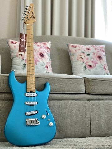 Soloking MS-1 Custom 22 SSS in Satin Electric Blue Matte with Roasted Maple Neck and Alder Body