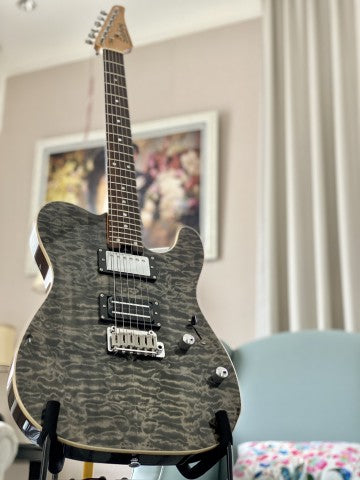 Soloking MT-1 Custom 24 Quilt in Seethru Black with Roasted Neck and Rosewood FB