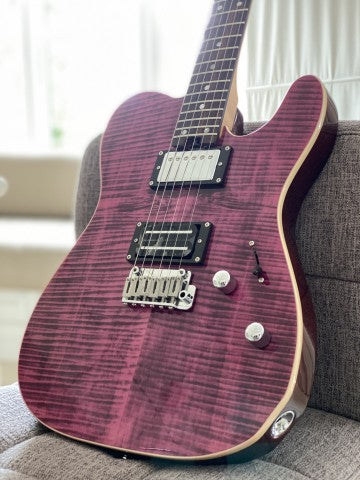Soloking MT-1 Custom 24 Flame in Seethru Purple Magenta with Roasted Neck and Rosewood FB