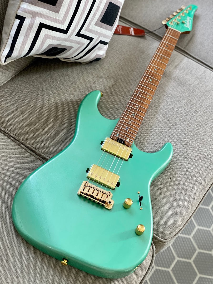 Soloking MS 1 Custom 24 HH FM with Roasted Flame Neck in Sage Green Metallic Nafiri Special Run