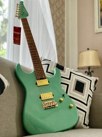 Soloking MS 1 Custom 24 HH FM with Roasted Flame Neck in Sage Green Metallic Nafiri Special Run